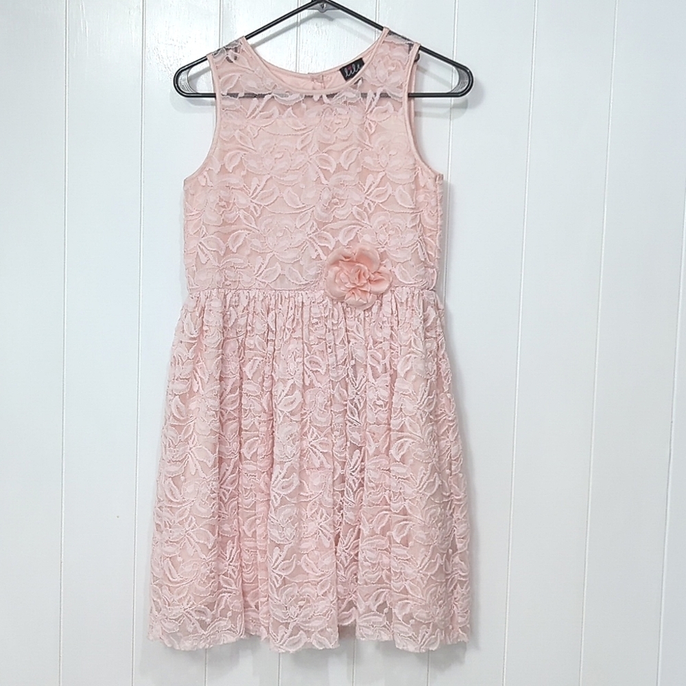 EUC Light Pink Lilt Rose Lace Dress With Flower